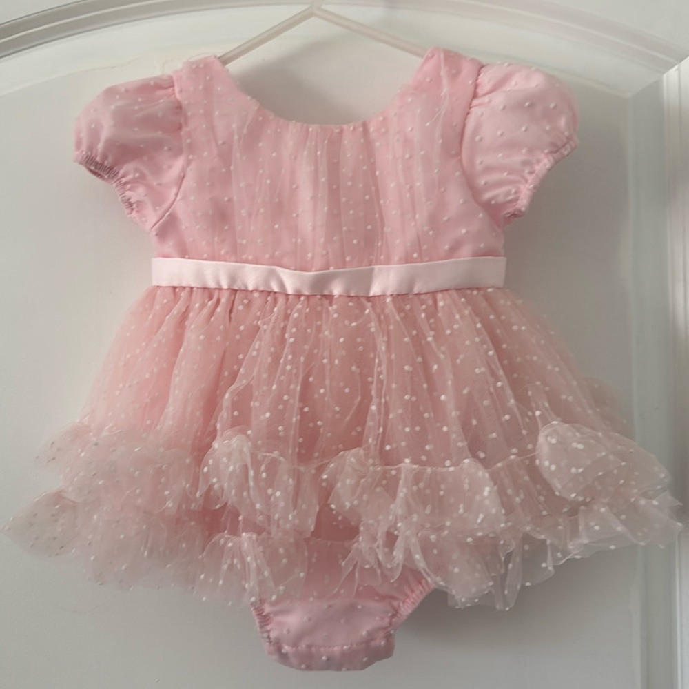 Cynthia Rowley Romper Dress, Pink, Satin, Mesh Size 6/9 Months